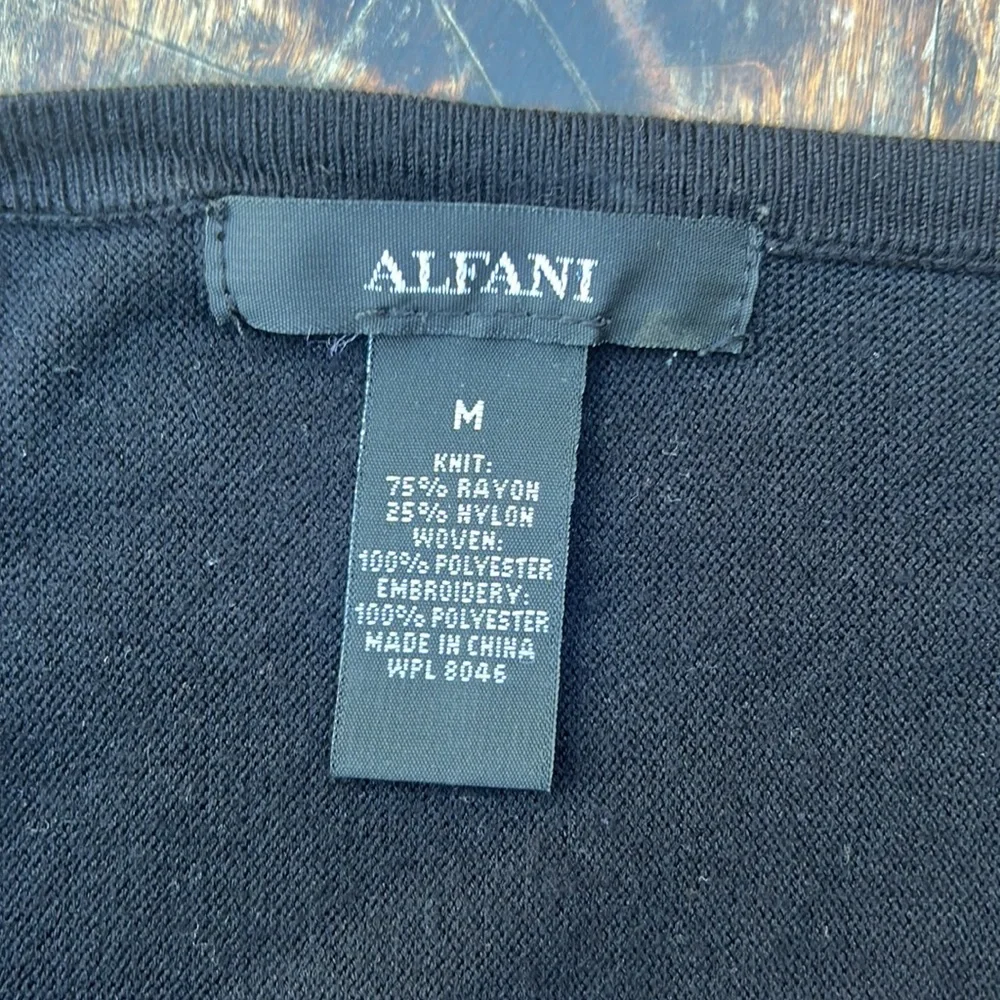 Alfani NWOT embroidered floral thick knit long shirt, chiffon princess sleeves M - Picture 7 of 11